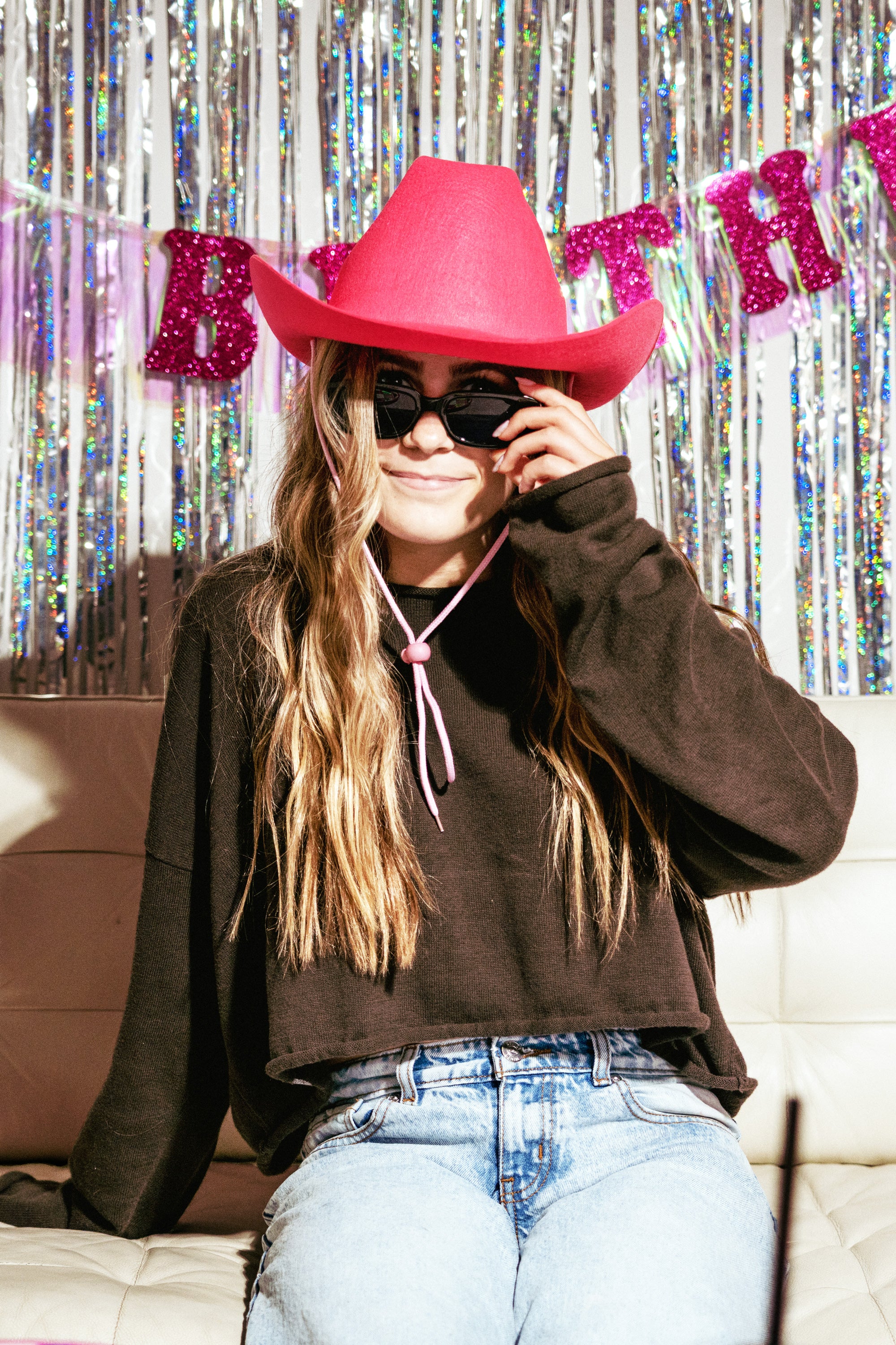 Adult Hot Pink Western Hat - Image 7
