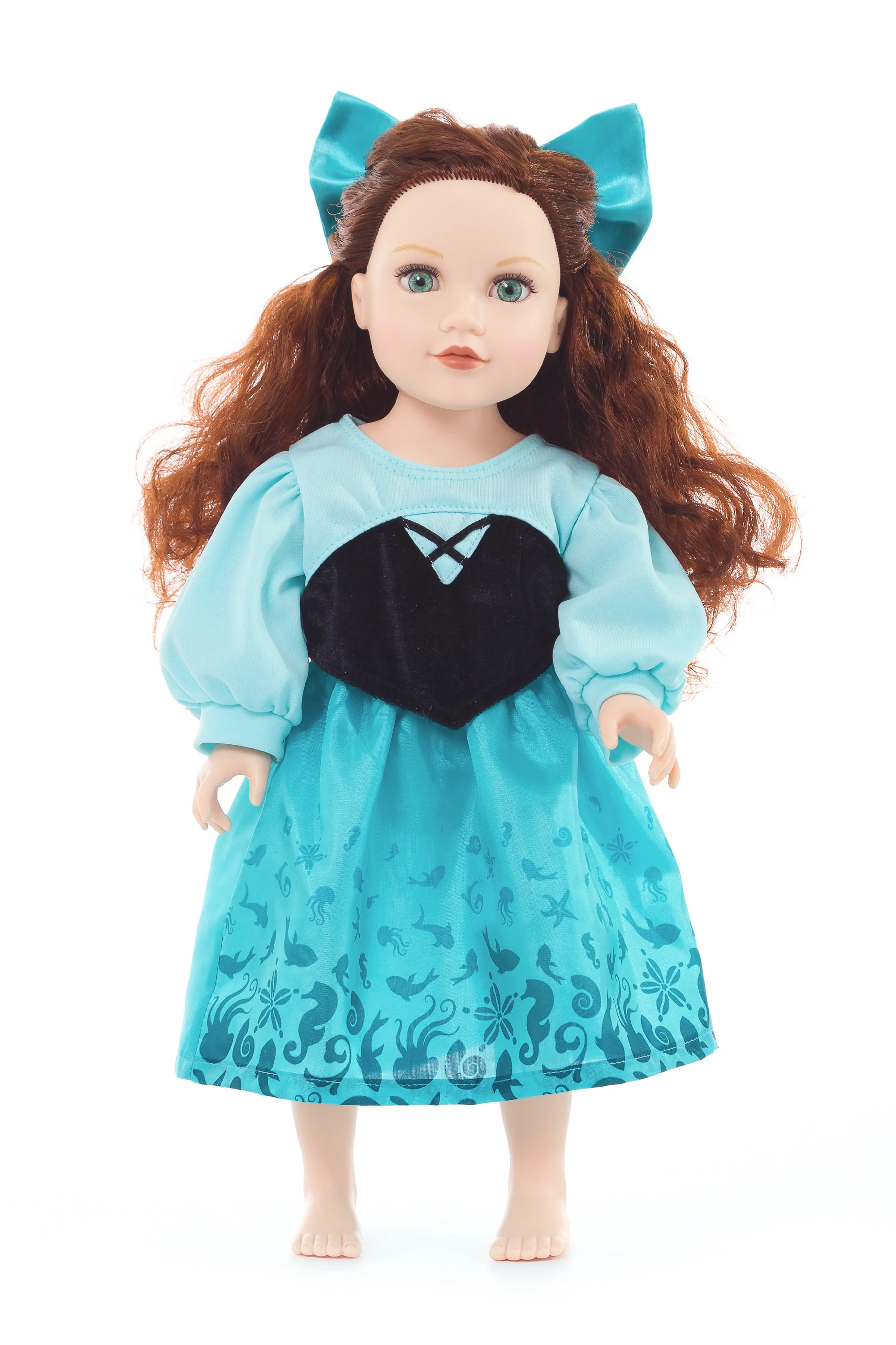 Doll Dress Mermaid Day Dress with Hair Bow