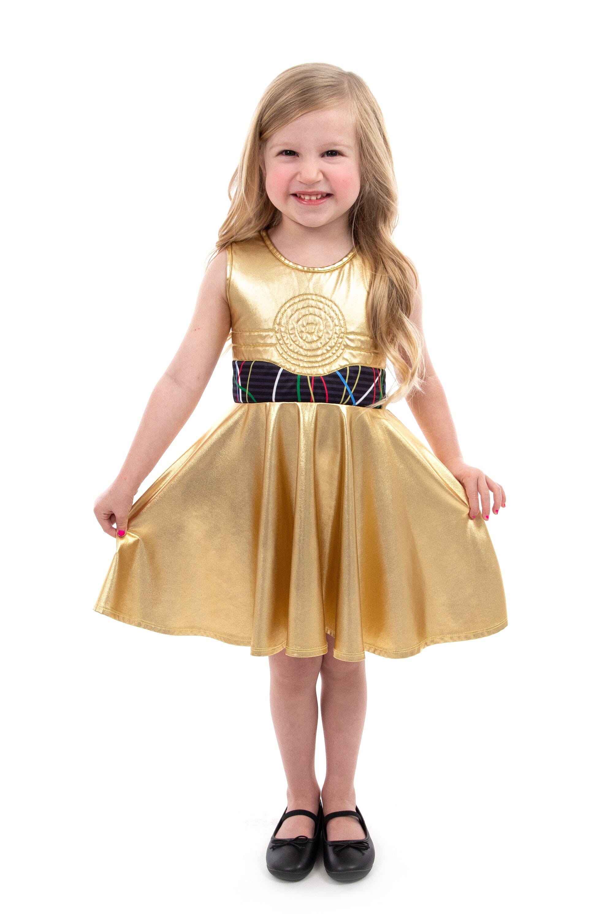 Galactic Gold Robot Twirl Dress