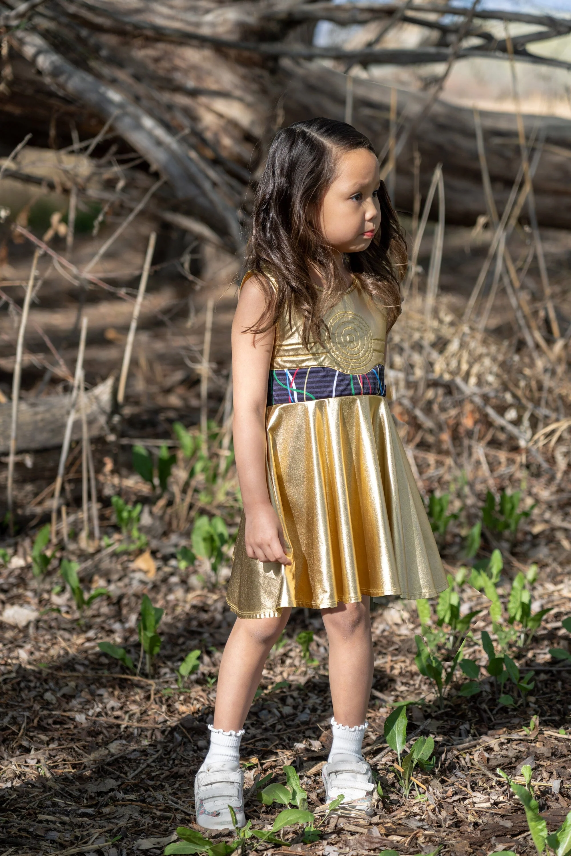 Galactic Gold Robot Twirl Dress - Image 8